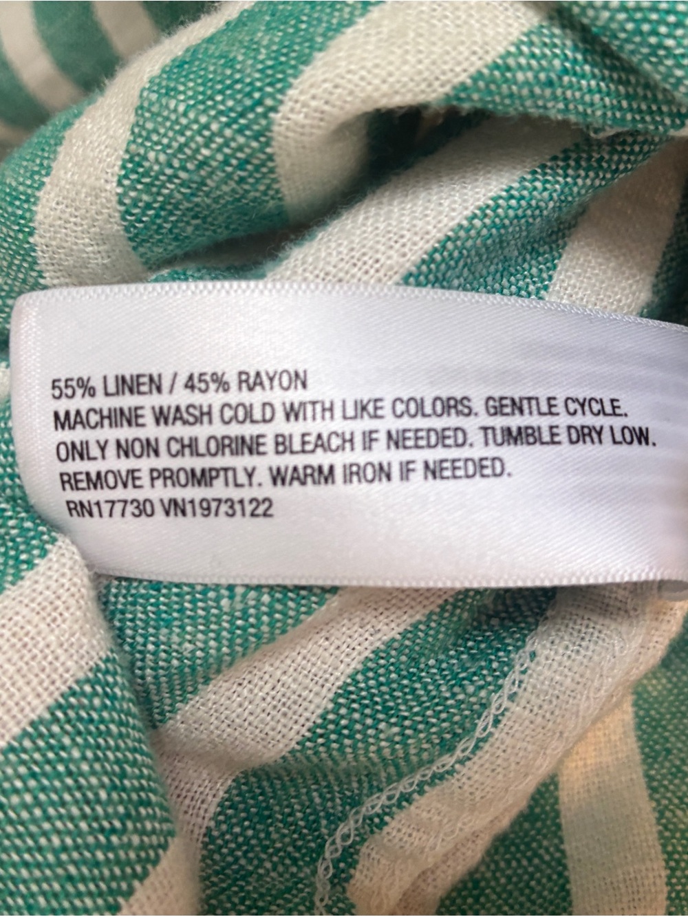 Universal Thread Green and White Relaxed Linen Shirt / Beach Cover Up - Picture 4 of 6
